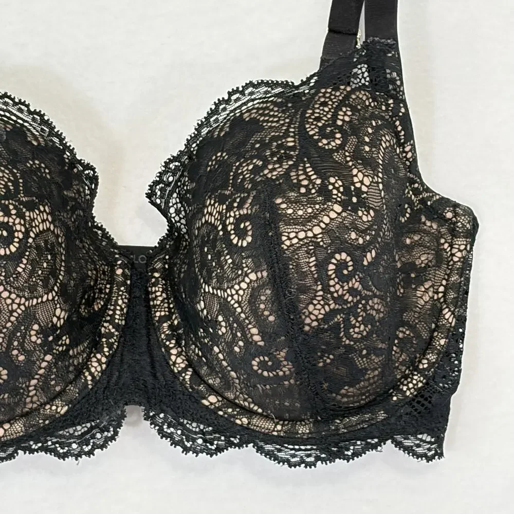 Thirdlove 24/7 Lace Balconette Bra Black Size 32F Underwire